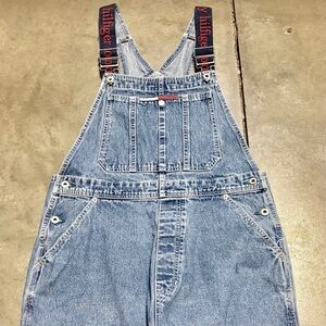 RARE FIND! VINTAGE TOMMY HILFIGER*JEAN /DENIM BIB OVERALLS* W/LOGO SUSPENDERS